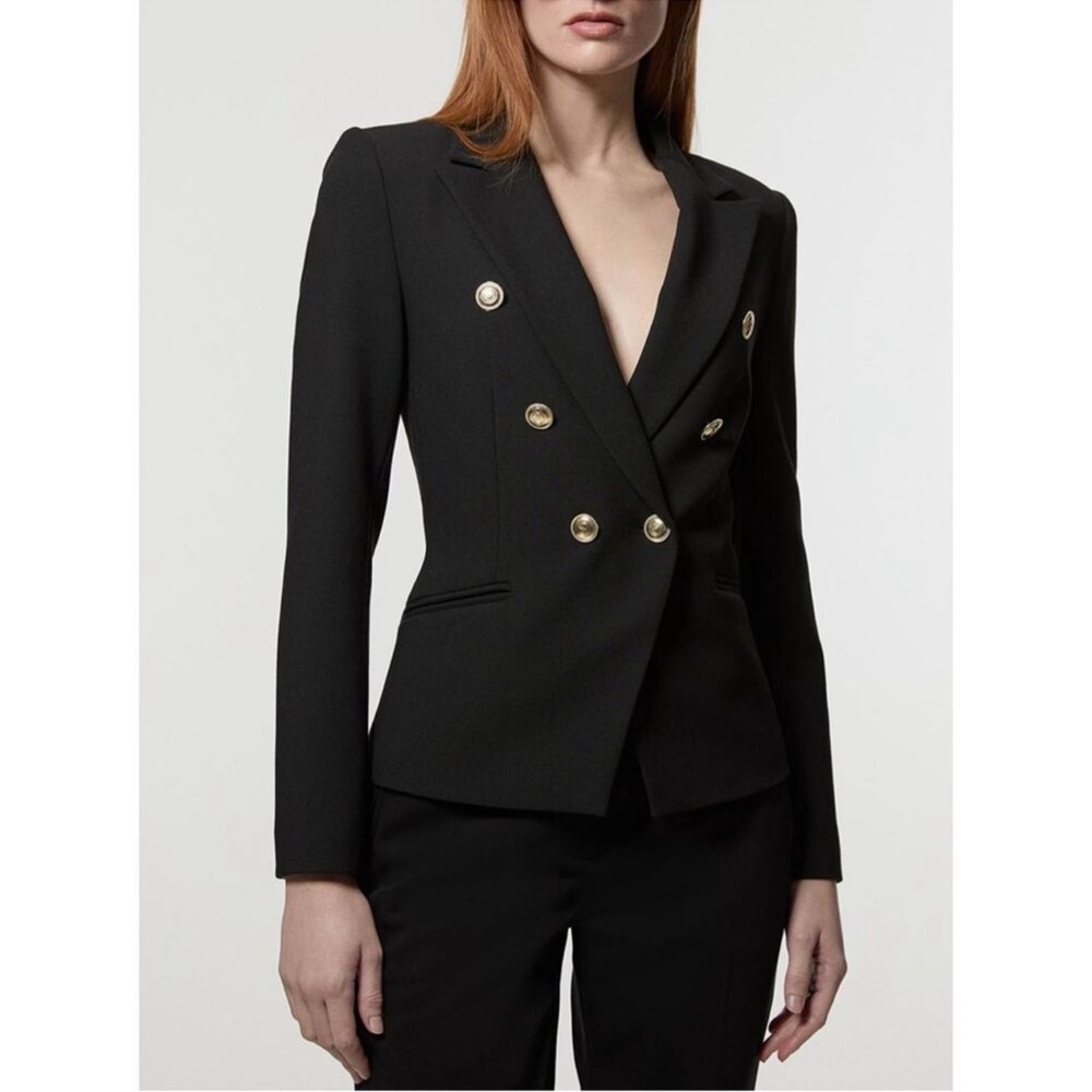 WHBM Black Double Breasted Blazer Seasonless 4P $200 NWOT